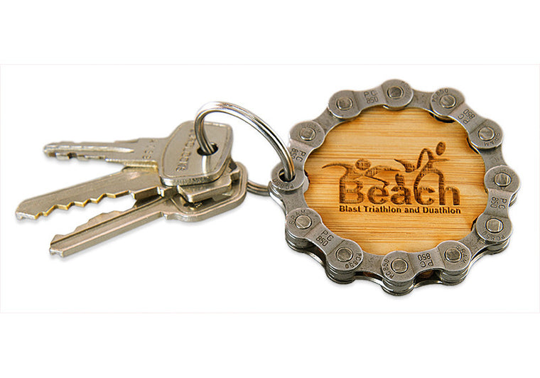 Round Bamboo Keychain - a unique green promotional product