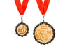Comparison of Large and Regular Bamboo Medals - both are handmade and recycled