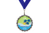 Full color printed bamboo medal with full print coverage