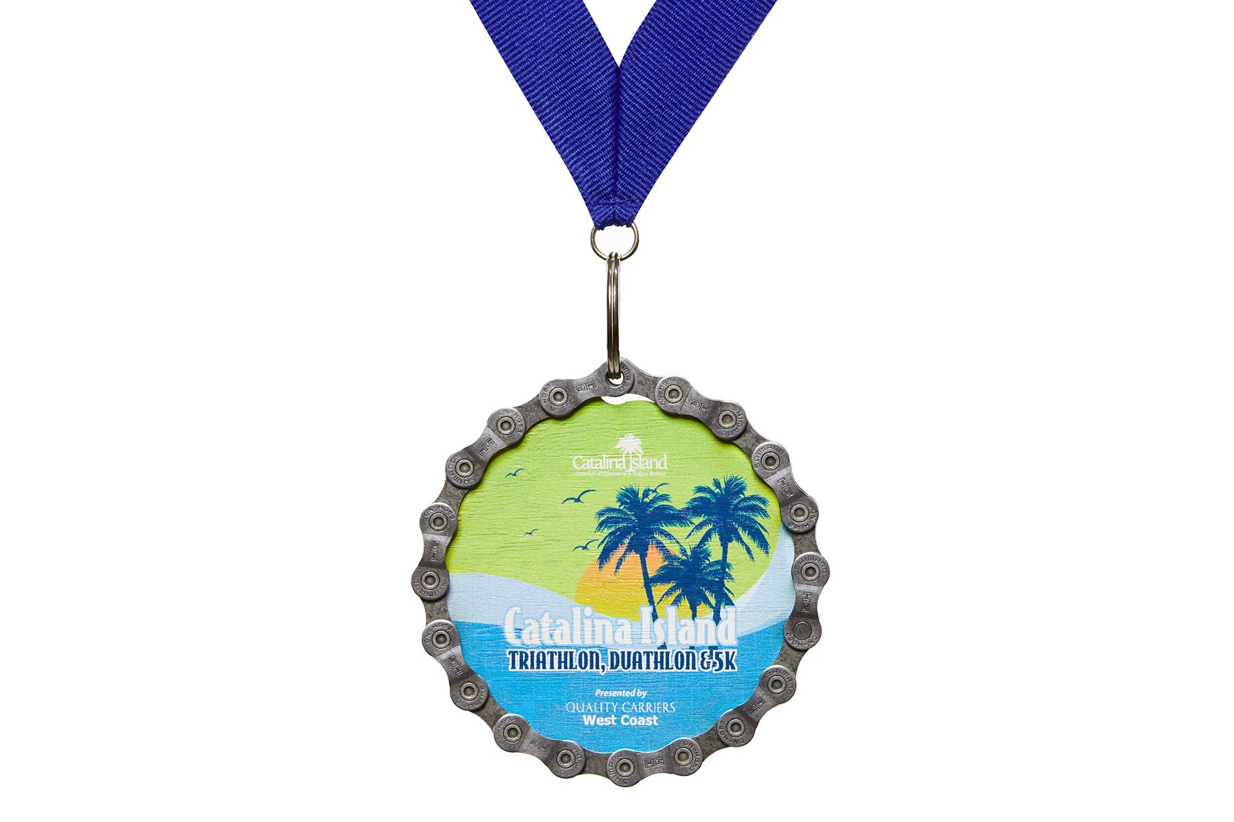 Full color printed bamboo medal with full print coverage