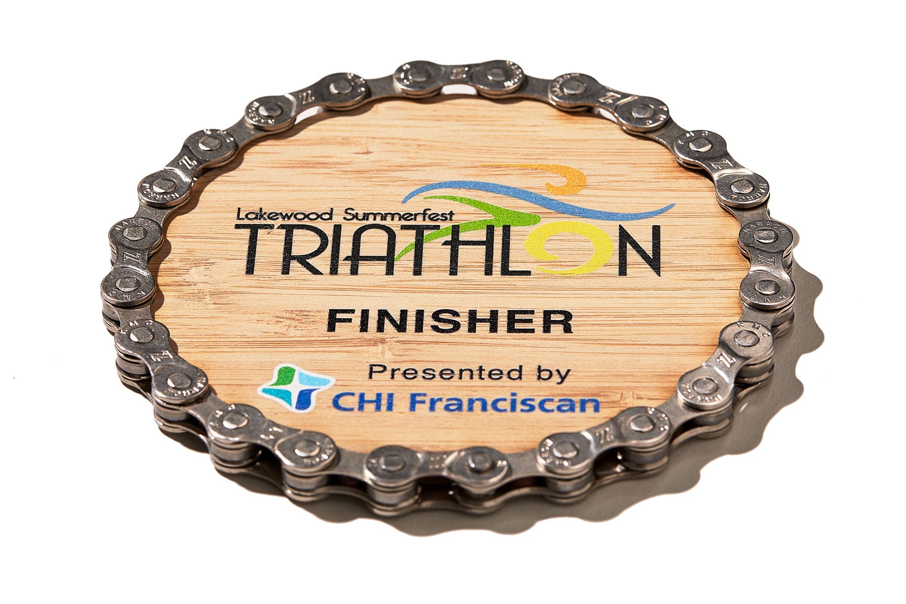 Resource Revival Bike Chain Coaster with print on bamboo