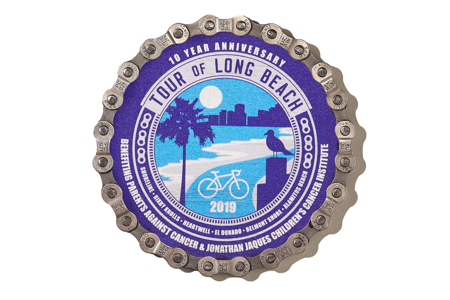 Resource Revival Bike Chain Coaster with full color print coverage