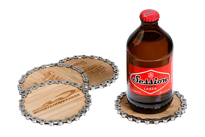 Bike chain and bamboo coasters - eco-friendly, sustainable, and handmade
